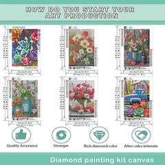 EWJRNSF 6 Pack Diamond Painting Kit Full 11.8 x 15.7 inches, C 6 Flowers