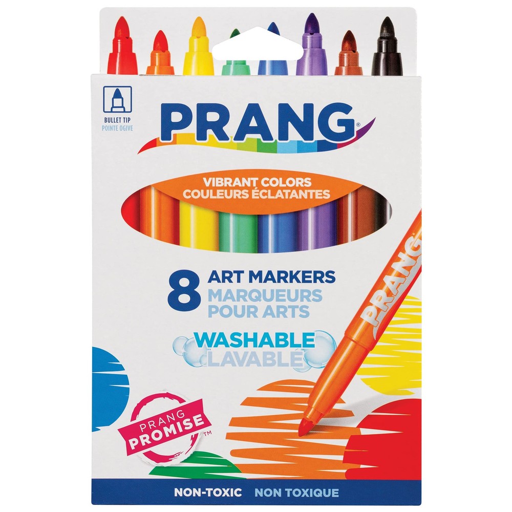 Prang Classic Art Markers, Washable, Bullet 1 Count (Pack of 8), Assorted