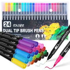24 PCS Dual Brush Marker Pens Fine Tip Art Markers Journaling Calligraphy