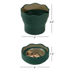 Clic & Go Artist Water Cup, Dark Green – Travel-Friendly Collapsible Brush Cl…