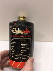 Vintage Alphacolor dry tempera powder Black Empty black lid