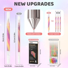 6 Pack Mixing of 3 Colors Magic Rainbow Glitter Gel Pens, Larger Capacity Col…