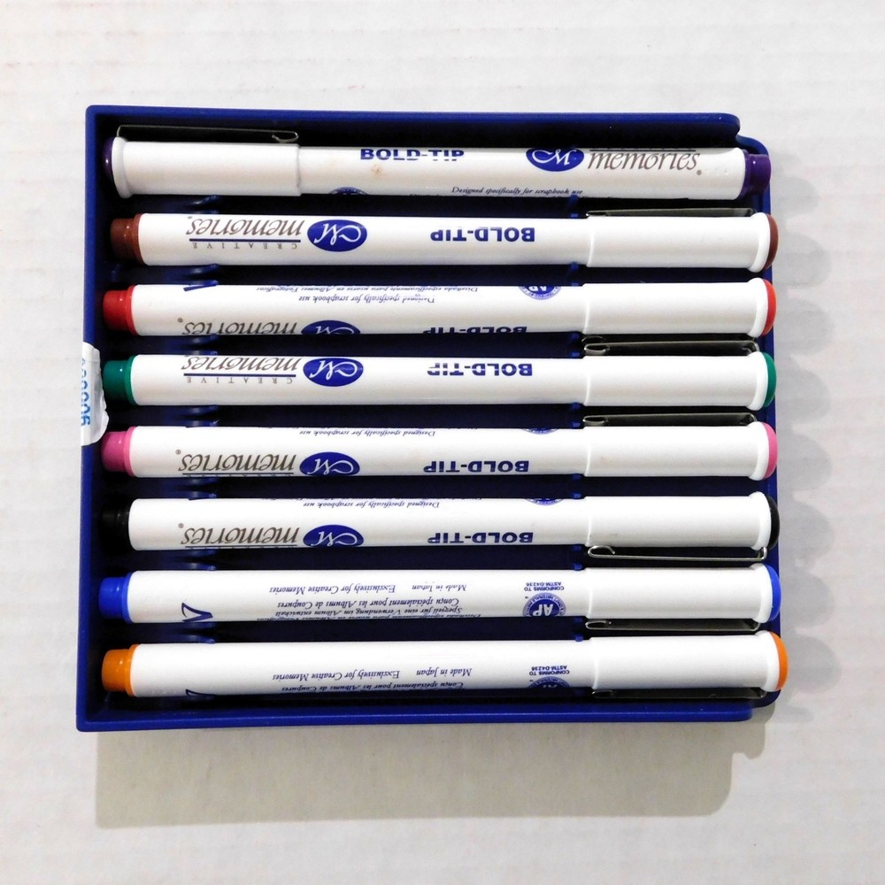 Creative Memories Bold-Tip Pen Set 8 Multicolor Case Journaling Scrapbook Crafts