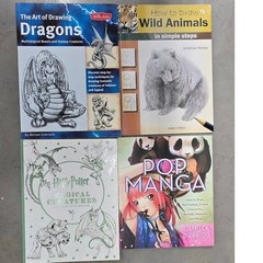 How to Draw wild animals dragons Harry Potter creatures pop manga books lot of 4