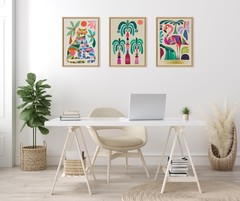Kate and Laurel Sylvie MCM Palm Trees Framed Canvas Wall Art by Rachel Lee; 1…