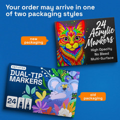 24 Precision Dual-Tip Acrylic Paint Markers – Paint Pens Set with Dot & Fine Tip