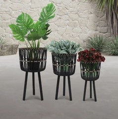 S/3 BAMBOO PLANTERS 11/13/15″, BLACK