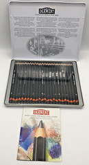 New and Sealed Derwent Graphic 9B-9H 24 Graphite Drawing Pencils In Tin