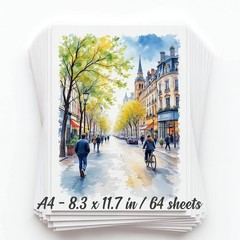 100% Cotton Watercolor Paper Pad A4 8.3×11.7 Inch 64 Sheets 140lb 300gsm Art