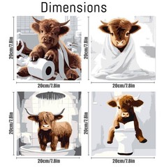 4 Framed Highland Cow DIY Paint by Numbers Kit for Adults Beginner,Naughty Co…