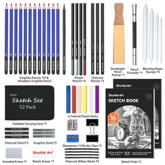 Shuttle Art 52 Pack Drawing Pencils Set, Professional 52 Piece 52 Colors