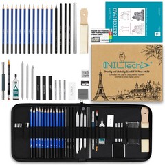 NIL – TECH 37-Pc Professional Drawing Set 37 Count (Pack of 1), Graphite Grey