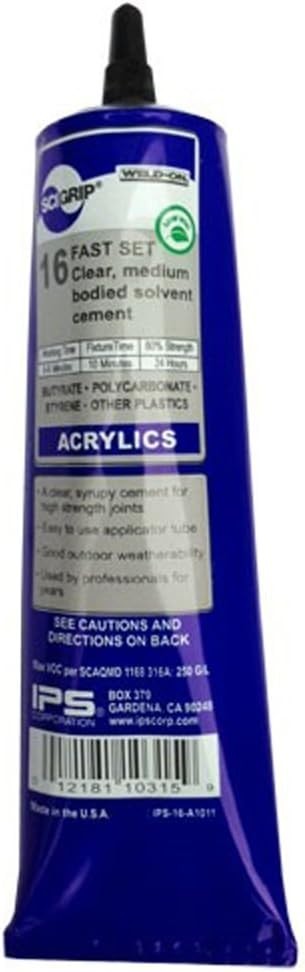 383 Acrylic Plastic Cement, Low-VOC, Medium Bodied and Fast-Setting, Clear, 5…
