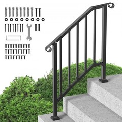 Handrails for Outdoor Steps, 2-3 Step Stair Hand Rail Kit, Transitional Carb…