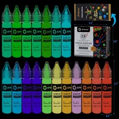 Glow in the Dark Paint 18 Colors 11 ml / 0.37 oz Acrylic Paint for Decoration