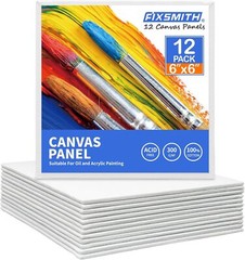 12 Pack 6×6 Canvas Boards – Blank Primed Panels for Painting, Art & Crafts