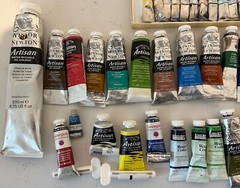 LOT WINSOR & NEWTON ARTISAN & OTHERS WATER MIXABLE OIL COLORS USED