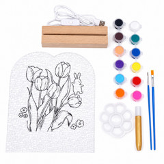 DIY Glass Painting Kit for Kids, Floral Acrylic Panel 15x22cm, Stained Glass