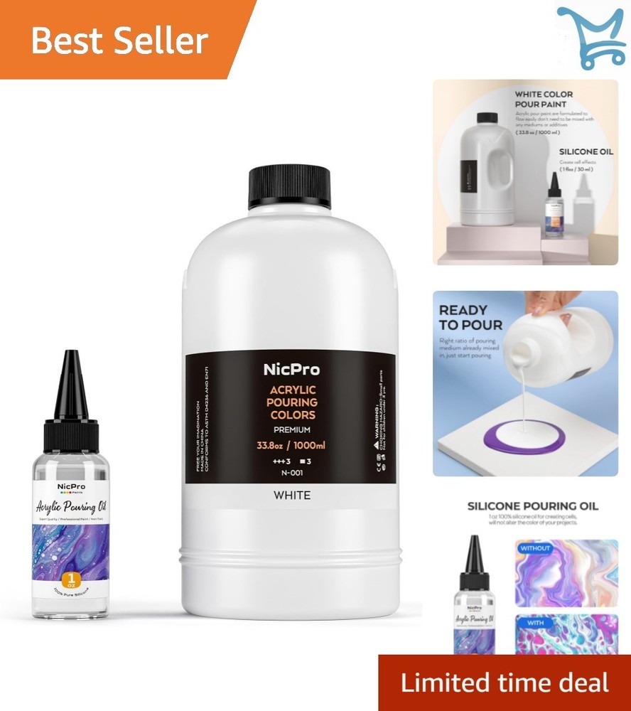 Acrylic Pour Paint White 33.8oz Liquid Cell Creation DIY Art Supplies