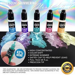 5 Pack Color-Changing Alcohol Inks for Crafts – Precision Tip – 15ml Bottles