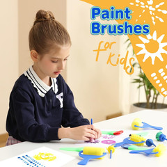 Kids Paint Brushes, 12 Pack Washable Painting Brushes for Toddlers Kids Early Le