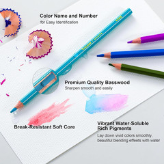 72-Color Professional Watercolor Pencils Set With Brush And Water Brush Pen