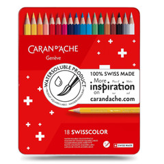 Caran d’Ache Swisscolor Aquarelle 18 Water-Soluble Colour Pencils — Metal Tin Se