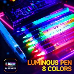 Neon Fluorescent Paint Markers 8pcs Luminous Face Body Art Creative UV Supplies