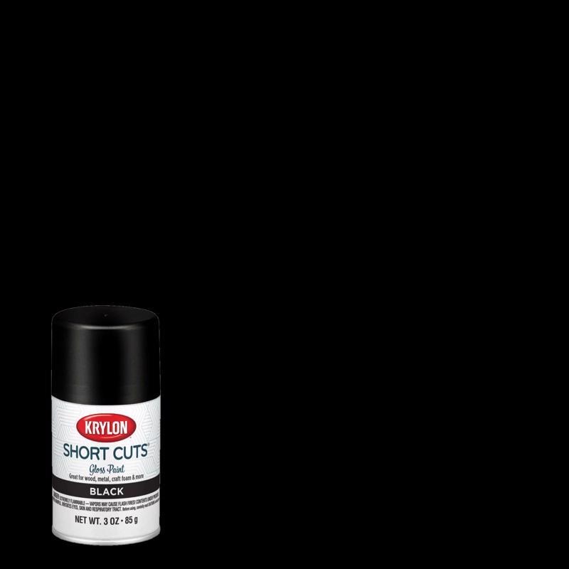Krylon SCS-054 Short Cuts Black High Gloss Finish Spray Paint 3 oz. (Pack of 6)
