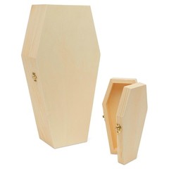 Wooden Coffin Box 9 inch Unfinished, Halloween Decor, Pet Casket | Woodpeckers