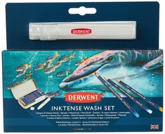 Derwent Inktense Wash Set, Set includes 8 Inktense Pencils, 1 Spritzer, 1 Wat…