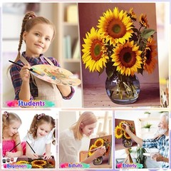 Sunflower DIY Paint by Numbers | 5Pc Set | Adults, Beginners, & Kids 16″W x 20″L