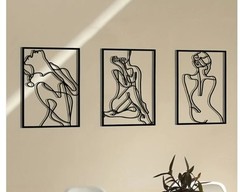 3 Piece Abstract Line Art Wall Sculpture Set Modern Minimalist Decor for Living