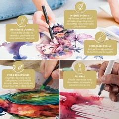 48 Premium Watercolor Pens +2 Highly Blendable Watercolor Markers, Flexible T…