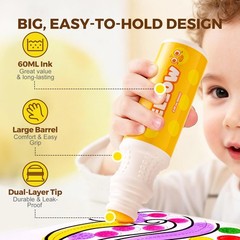 Washable Dot Markers for Toddlers, 6 Colors Dot Paints with 120 Printed PDF &…