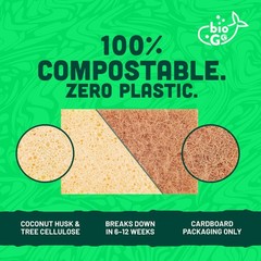 bioGo 12 Pack Biodegradable Kitchen Sponges – Eco-Friendly, Compostable, Natu…