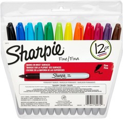 Bold Fine Tip Permanent Markers, 12 Assorted Colors for Ultimate Expression