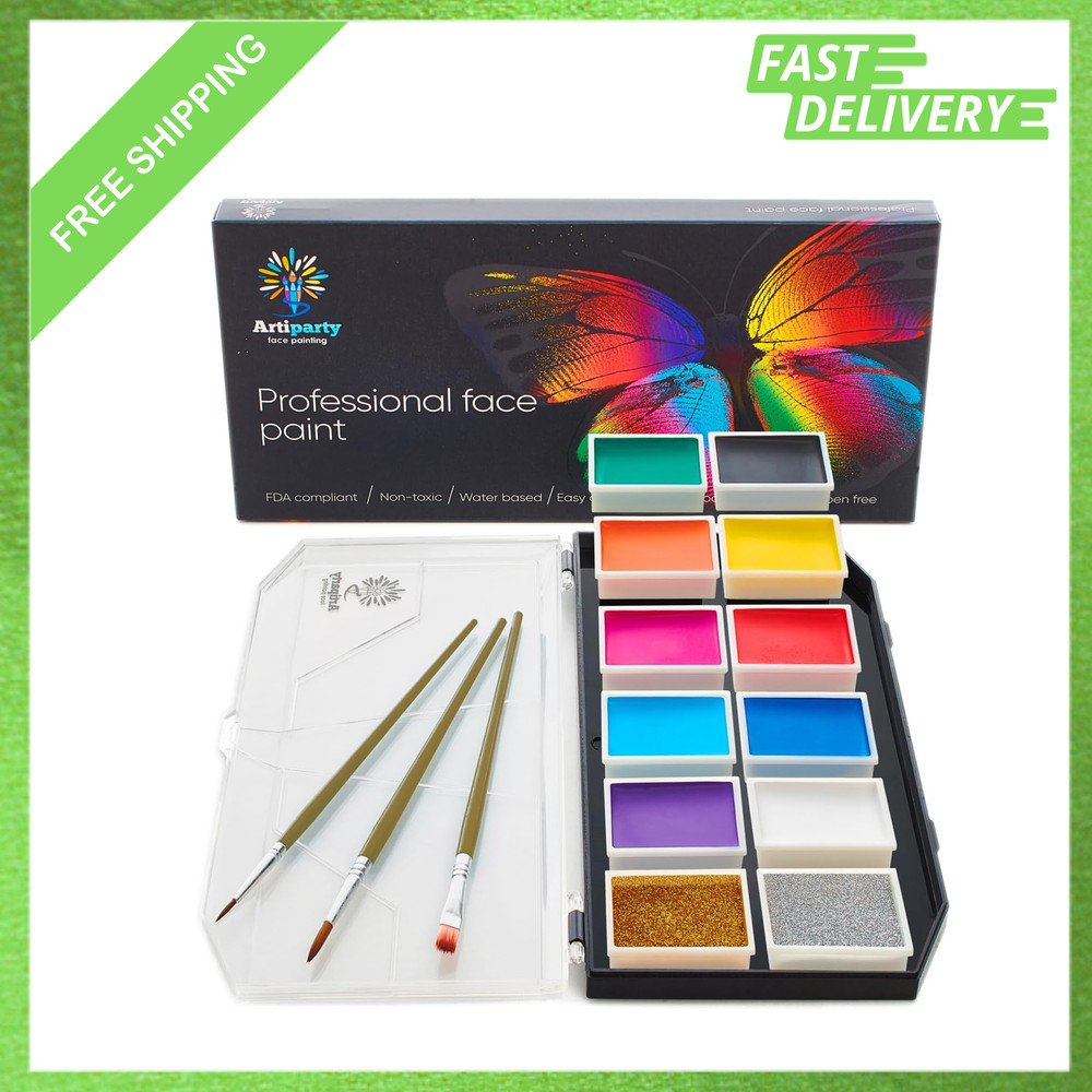 Face Paint Kit, Non Toxic Hypoallergenic, Professional Face Makeup, Kids Adults
