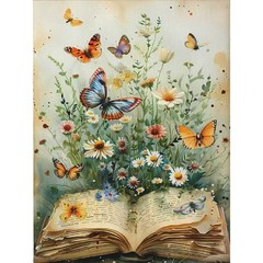 Book Flower Paint by Numbers Kit for Adults Beginner,Butterfly Easy Adult Paint.