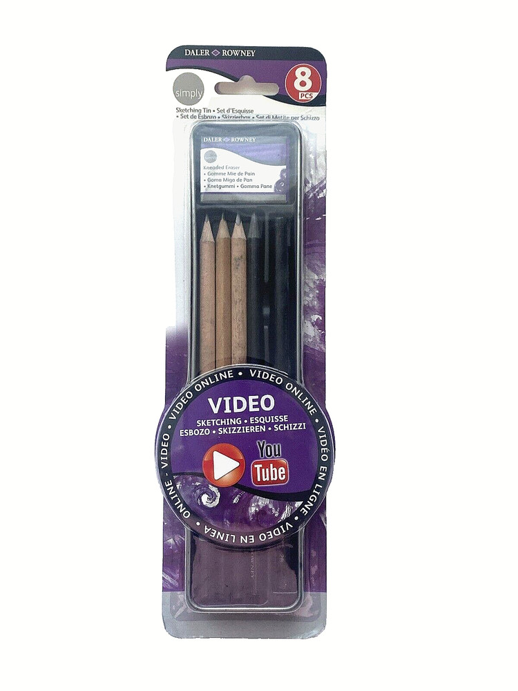 Daler Rowney Sketching Tin And Charcoal Tin Art Pencils Brand NEW