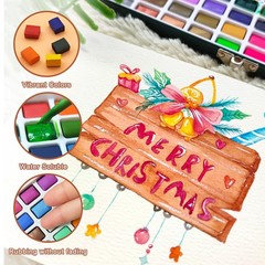 50 Color Travel Watercolor Paint Set with Papers Brushes for Artists Amateurs