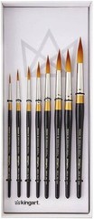 KINGART Original Golden TAKLON Set of 8 Paint Brush Set, Black/Gold/Silver
