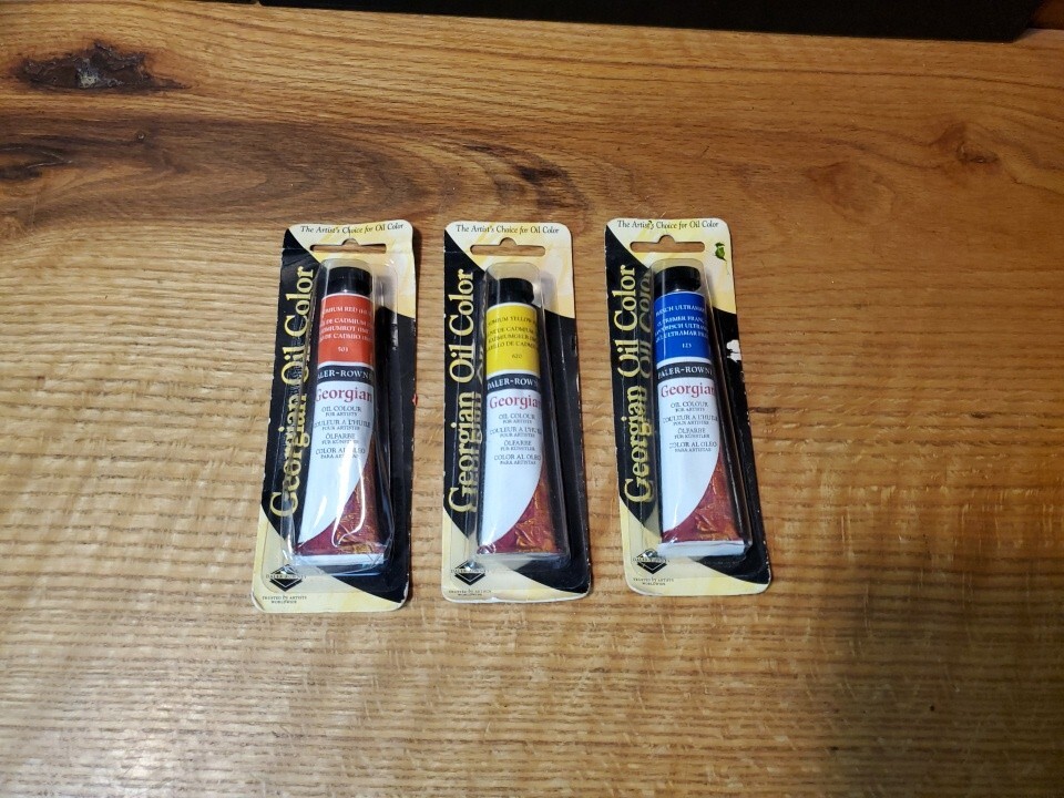 Vintage Lot 3 Georgian Artists Oil Colours Tube Paint 22 ml/0.74 fl. oz. NOS
