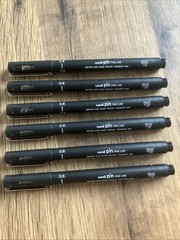 UNI-BALL Uni-Pin 0.8mm BLACK FINE LINE Drawing Pen NO: PIN 08-200 (PKT 6 PENS)