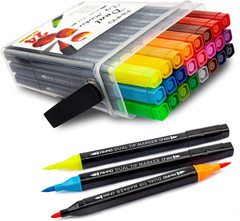 AIHAO Markers for Kids,Washable Markers with Stand Portable Box,Dual Tip Set, Br