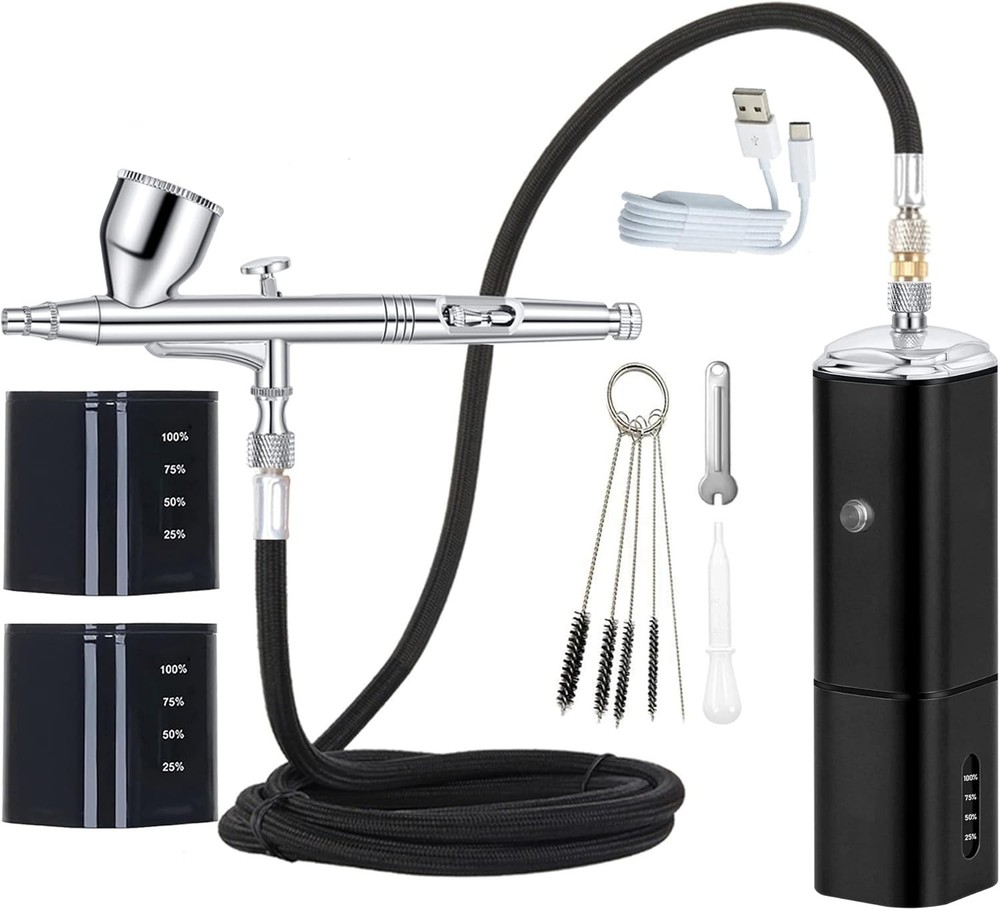 cordless Portable Airbrush kit with Compressor,Rechargeable and replaceable aut