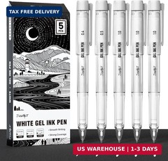 White Gel Pens with 0.4Mm, 0.5Mm & 1.0Mm Assorted Tips, Opaque White Ink Pens fo