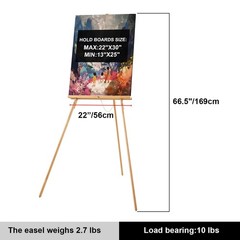 Falling in Art 65″ A-Frame Tripod Easel Stand, Wooden Display Natural-1 Pack