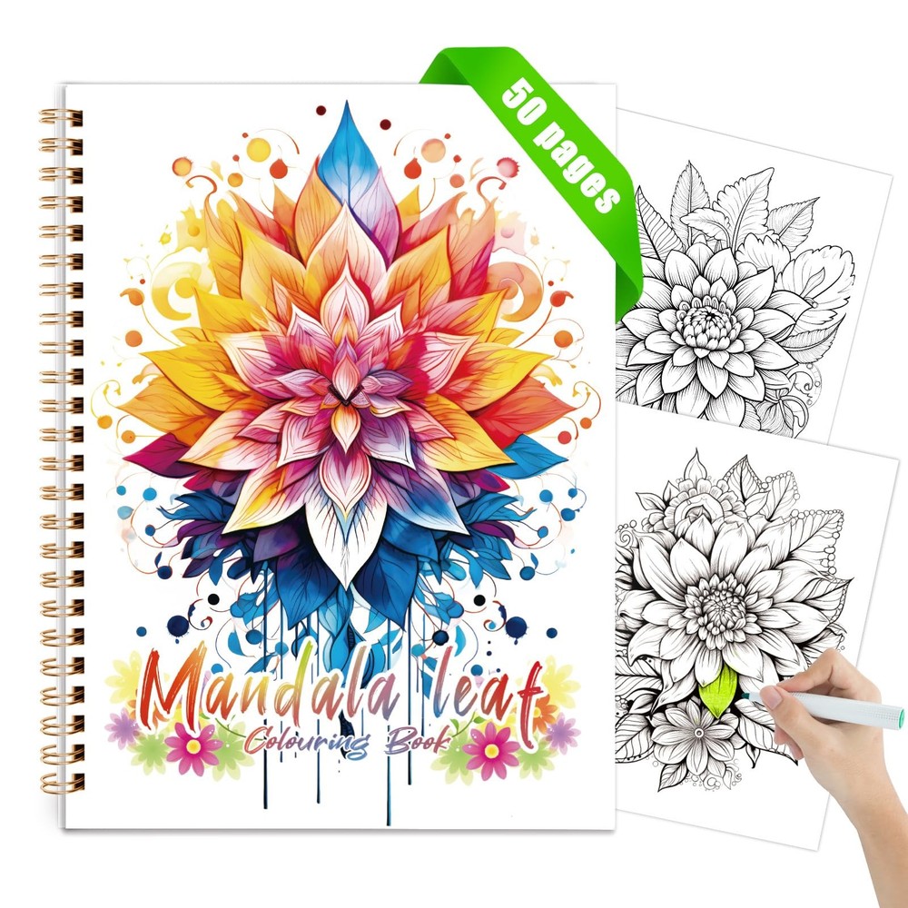 Adults Coloring Books for Women, 50 Pages Mandala Spiral Bound Coloring Books…