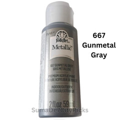 FolkArt Acrylic Craft Paint Metallic 2 oz Shimmer for Canvas DIY – Gunmetal Gray